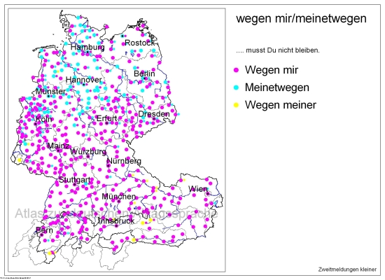 L'expression "wegen mir" est utilisée presque partout en Allemagne.